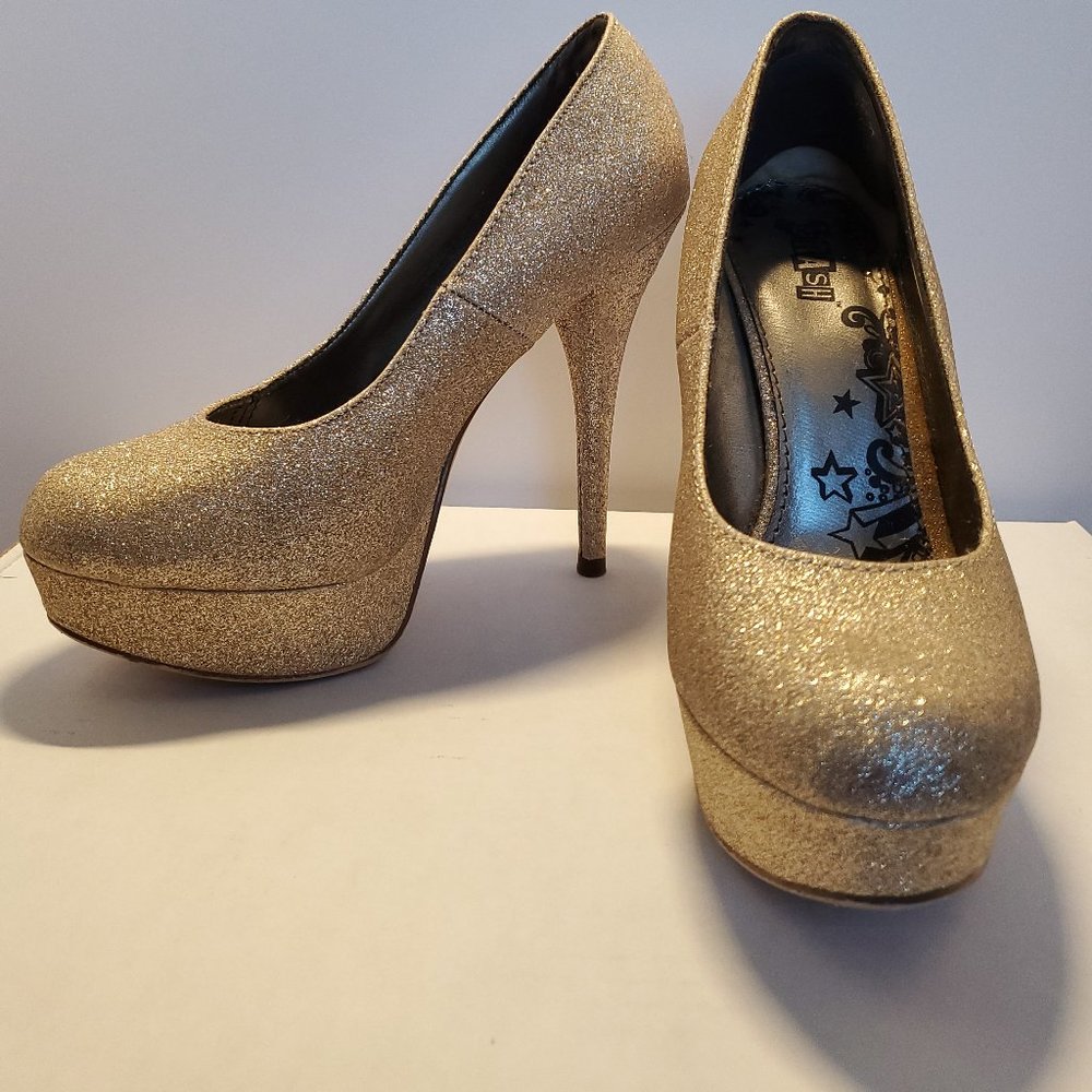 Gold Glitter Heels